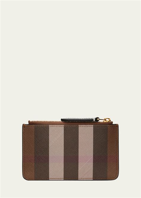 Burberry Kelbrook Check Zip Wallet w/ Chain 